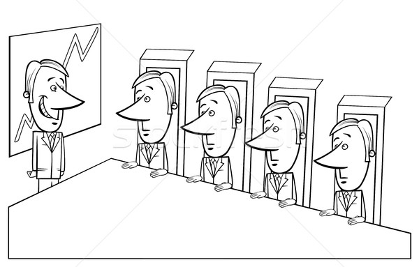 Bord negru alb desen animat ilustrare prezentare birou Imagine de stoc © izakowski