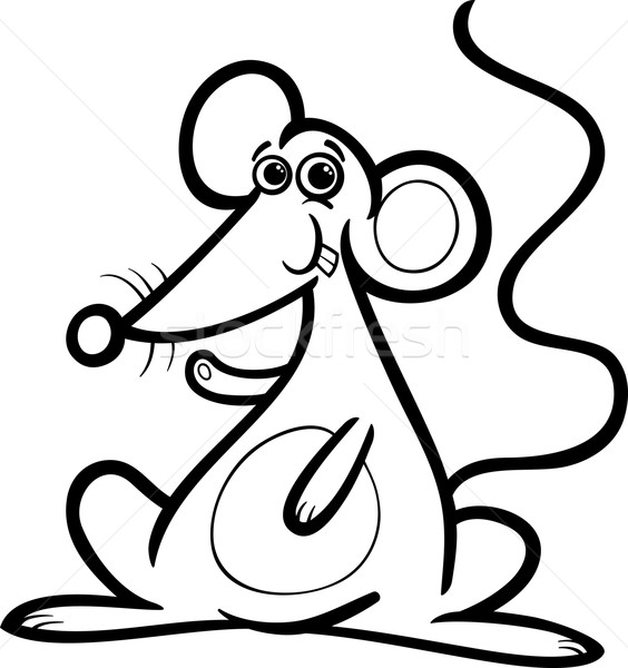Mouse rato desenho animado livro para colorir preto e branco ilustração Foto stock © izakowski