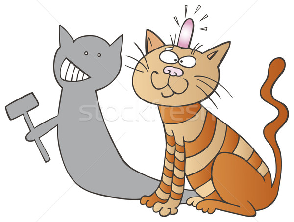 Cat and his shadow Stock photo © izakowski