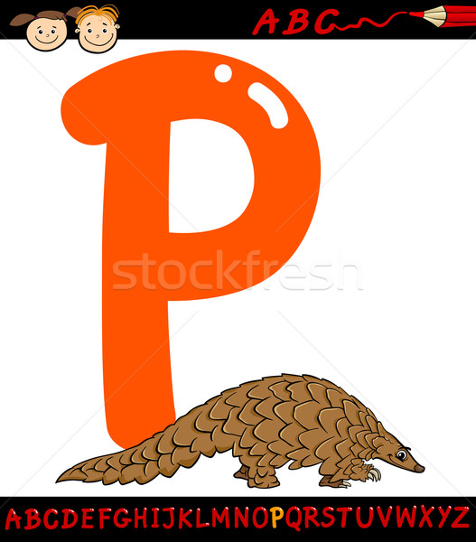 letter p for pangolin cartoon illustration Stock photo © izakowski