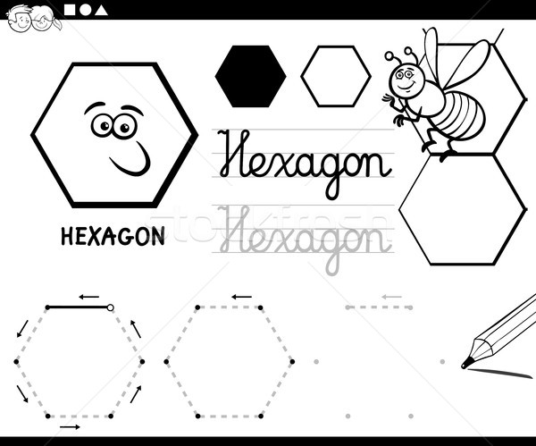 hexagon basic geometric shapes coloring page Stock photo © izakowski