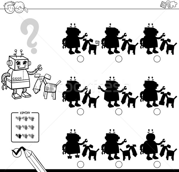 Foto stock: Oscuridad · robots · libro · para · colorear · blanco · negro · Cartoon · ilustración