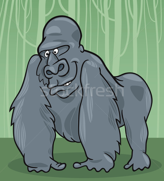 Gorilla cartoon illustratie grappig zilver gelukkig Stockfoto © izakowski