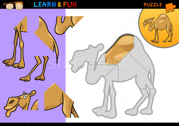 Cartoon dromedary camel puzzle game Stock photo © izakowski