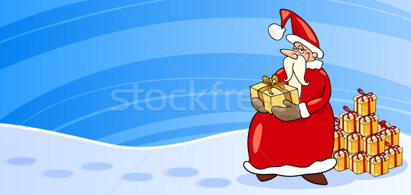 Santa Claus with presents cartoon card Stock photo © izakowski