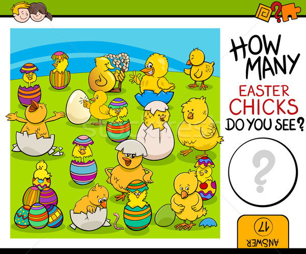 counting task with easter chicks Stock photo © izakowski