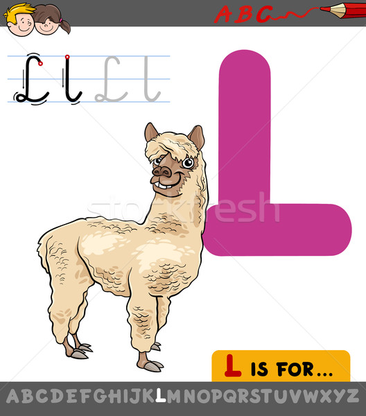 letter l with cartoon llama Stock photo © izakowski