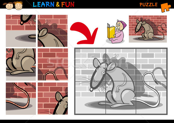 Cartoon rat puzzle jeu illustration éducation [[stock_photo]] © izakowski