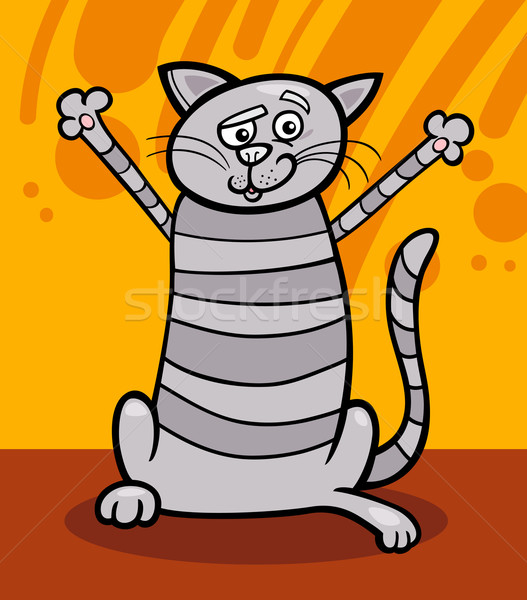 happy tabby cat cartoon illustration Stock photo © izakowski