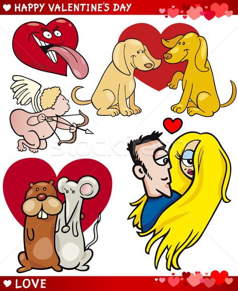 valentine cartoon illustration love set Stock photo © izakowski