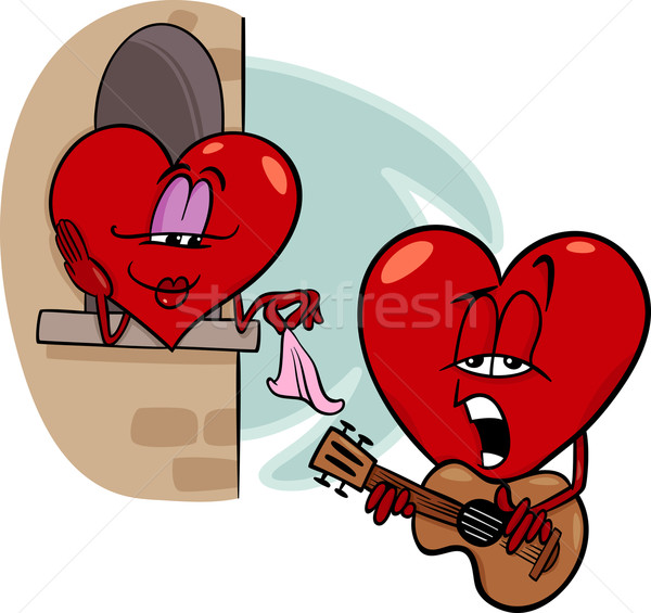 Coeur amour chanson cartoon illustration personnage [[stock_photo]] © izakowski