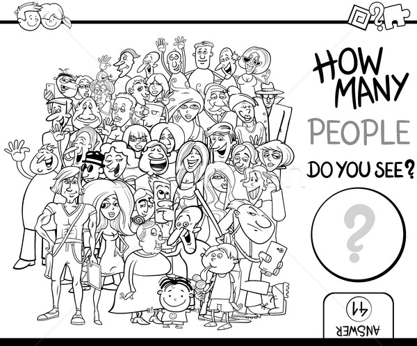люди задача страница черно белые Cartoon иллюстрация Сток-фото © izakowski