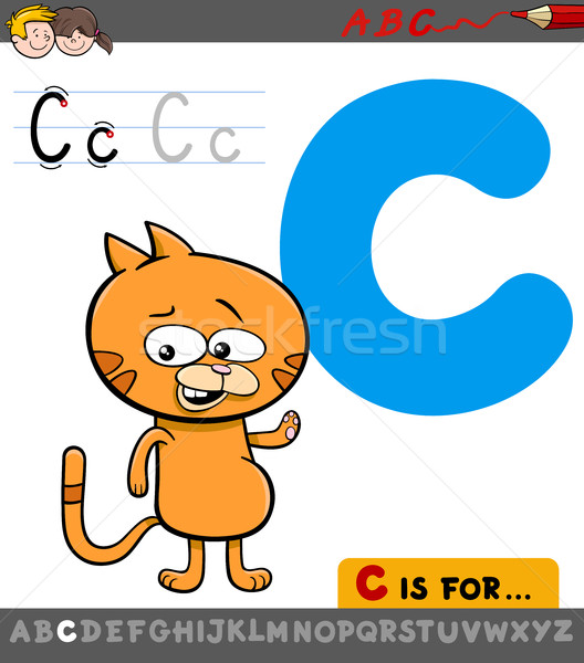 Buchstaben c Karikatur Katze pädagogisch Illustration Alphabet Stock foto © izakowski