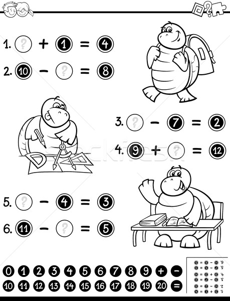 Pädagogisch Seite schwarz weiß Karikatur Illustration mathematische Stock foto © izakowski