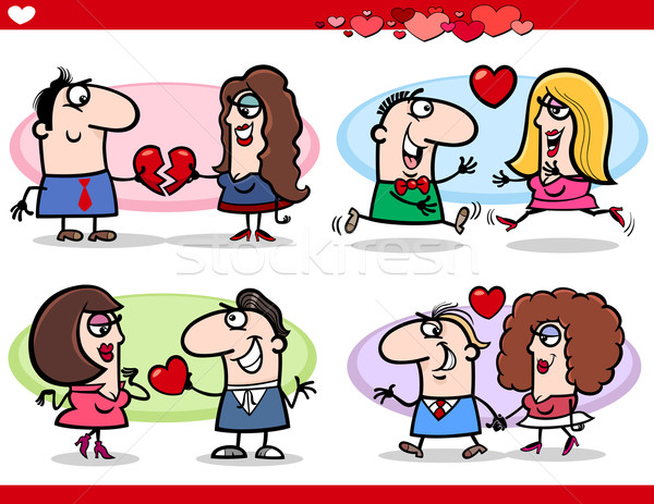 valentine couples in love cartoon set Stock photo © izakowski