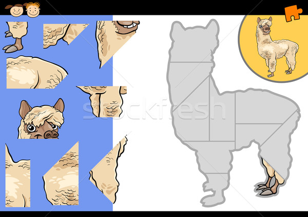 cartoon alpaca jigsaw puzzle game Stock photo © izakowski