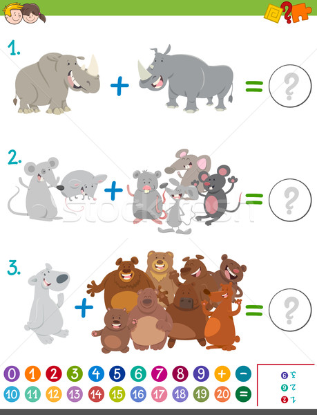 addition maths game with animals Stock photo © izakowski