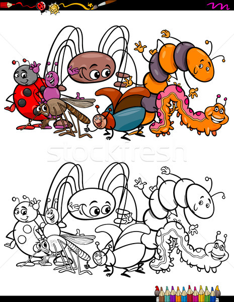 насекомые животного книжка-раскраска Cartoon иллюстрация Сток-фото © izakowski