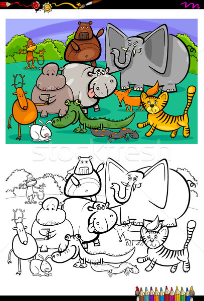 Carte de colorat desen animat ilustrare animale Imagine de stoc © izakowski