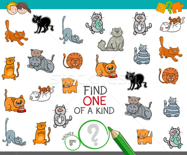 find one of a kind picture with cat character Stock photo © izakowski