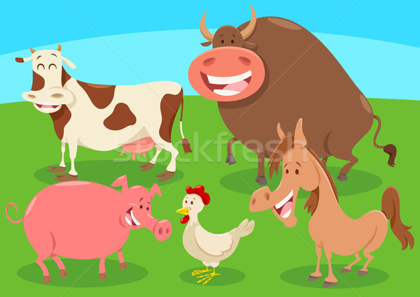 cartoon farm animal characters group Stock photo © izakowski