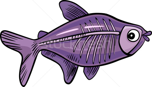 [[stock_photo]]: Cartoon · xray · poissons · illustration · sourire · heureux