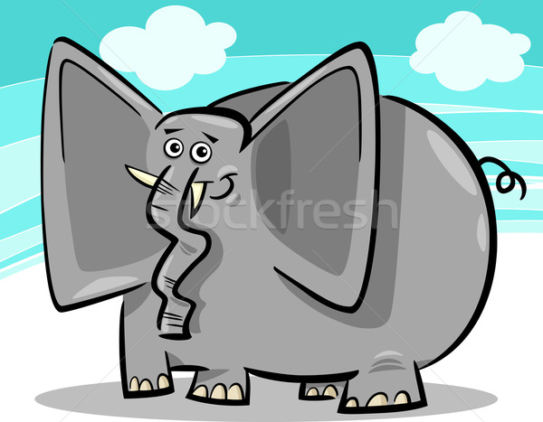 Funny Elefanten Karikatur Himmel witzig Illustration Stock foto © izakowski