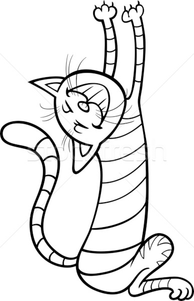 funny cat cartoon for coloring book Stock photo © izakowski