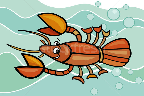 happy crayfish cartoon illustration Stock photo © izakowski