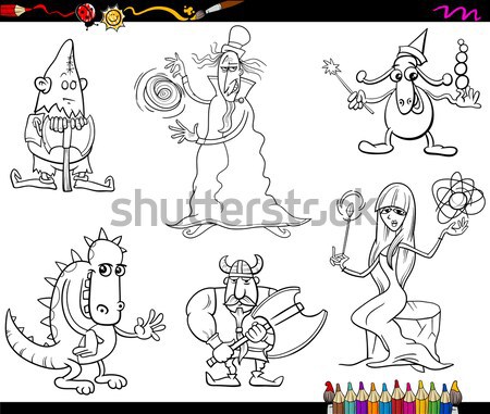 fantasy set cartoon coloring page Stock photo © izakowski