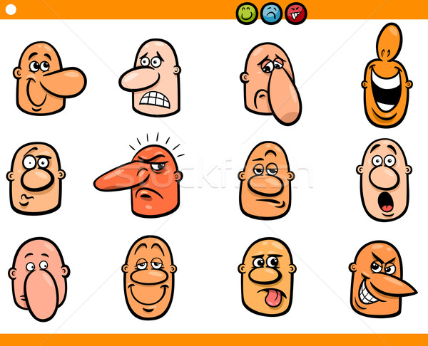 cartoon people emoticons heads set Stock photo © izakowski