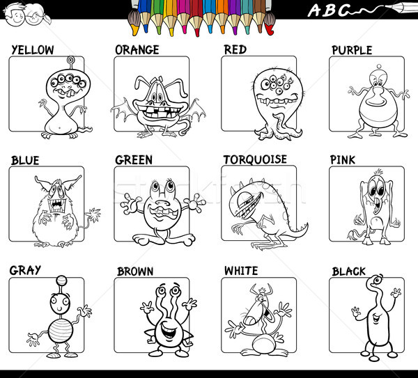 basic colors set for coloring with monsters Stock photo © izakowski