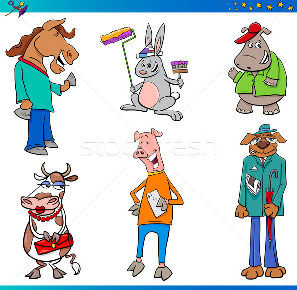 Stock photo: fairy tale cartoon animal characters set