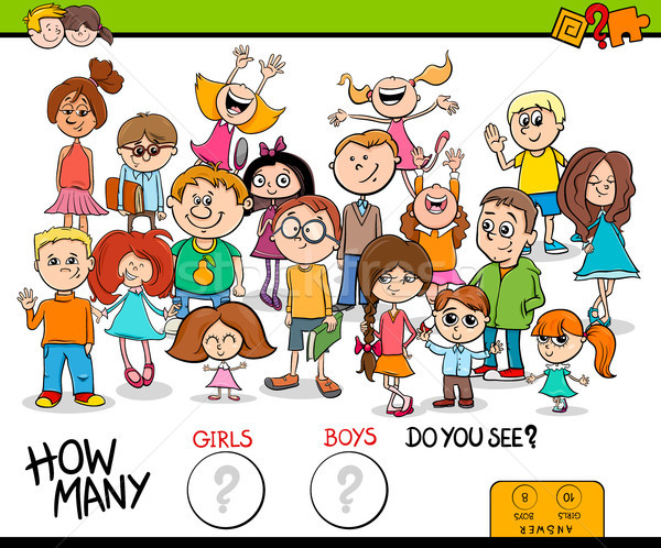 Stock photo: counting girls and boys educational game