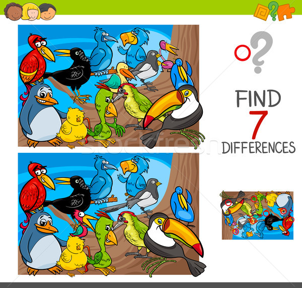 find differences with birds animal characters Stock photo © izakowski