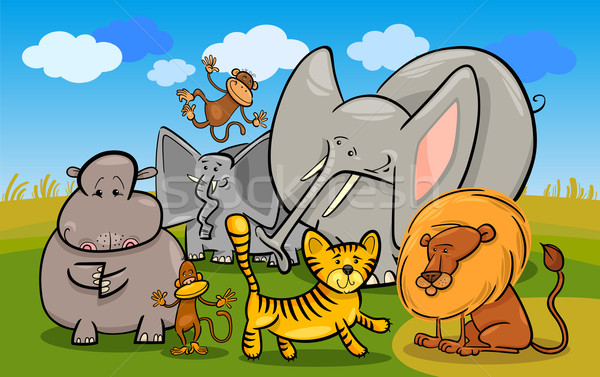 Afrikaanse safari wilde dieren cartoon illustratie cute Stockfoto © izakowski