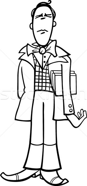 Cartoon ekscentryczny człowiek karykatura czarno białe ilustracja Zdjęcia stock © izakowski