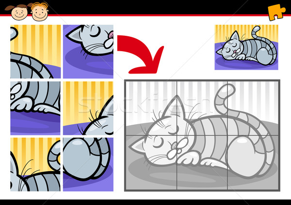 Cartoon спальный кошки игры иллюстрация Сток-фото © izakowski
