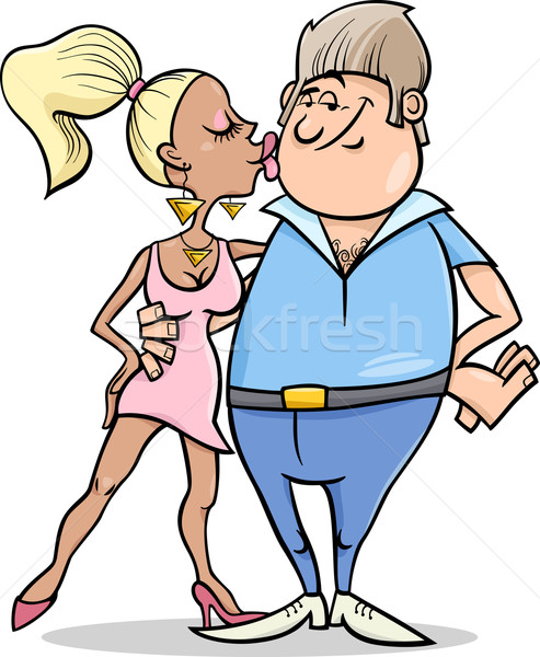 Paar liefde cartoon illustratie excentriek vrouw Stockfoto © izakowski