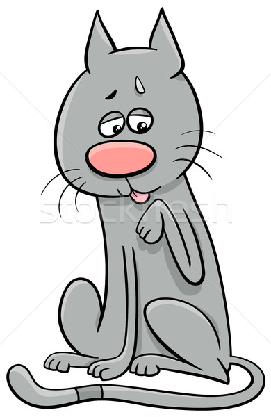 cat licking paw cartoon Stock photo © izakowski