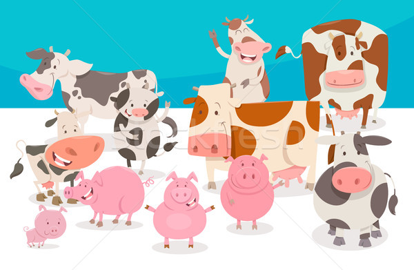 cute comic farm animal characters group Stock photo © izakowski