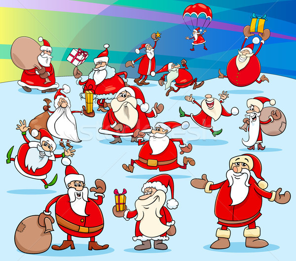Christmas Sanat Claus cartoon characters group Stock photo © izakowski
