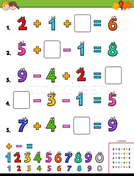 Wiskunde berekening onderwijs spel kinderen cartoon Stockfoto © izakowski