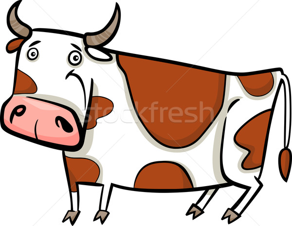 Сток-фото: Cartoon · иллюстрация · фермы · корова · Cute · счастливым