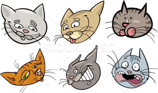 Karikatur funny Katzen Set Illustration unterschiedlich Stock foto © izakowski