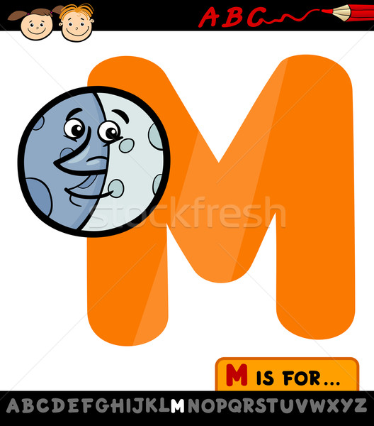 letter m with moon cartoon illustration Stock photo © izakowski