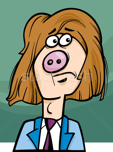 man with pig snout cartoon illustration Stock photo © izakowski