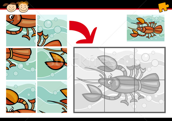 cartoon crayfish jigsaw puzzle game Stock photo © izakowski