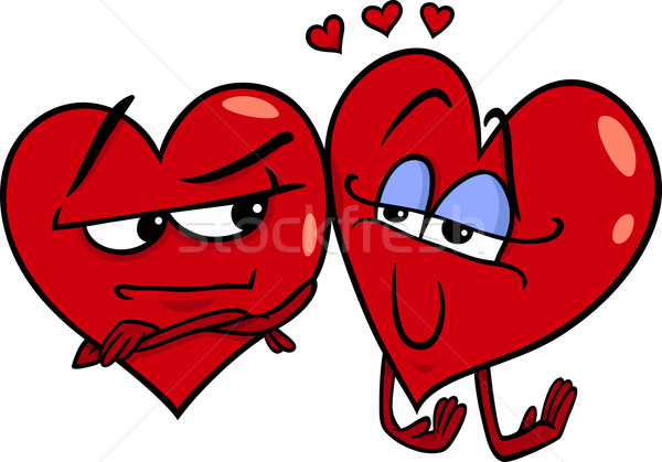 hearts in love cartoon illustration Stock photo © izakowski
