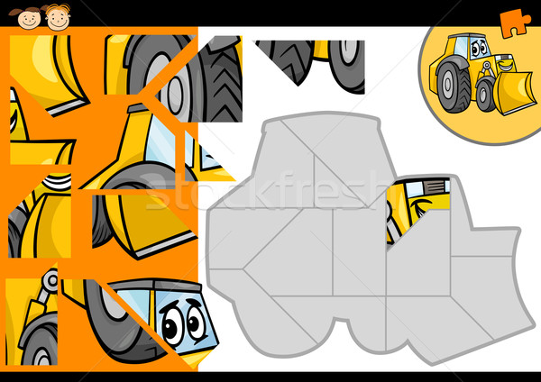 cartoon bulldozer jigsaw puzzle game Stock photo © izakowski